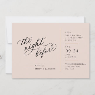 Modern Script Line Block The Night Before Invitati Invitation