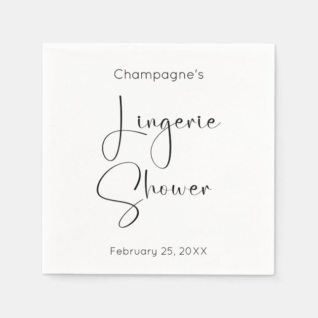 Modern Script Lingerie Shower Napkins (Front)