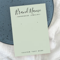 Modern script logo sage green earring display card