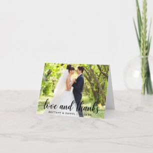 Modern Script Love and Thanks Couple Wedding Note Letterpress Thank You Card