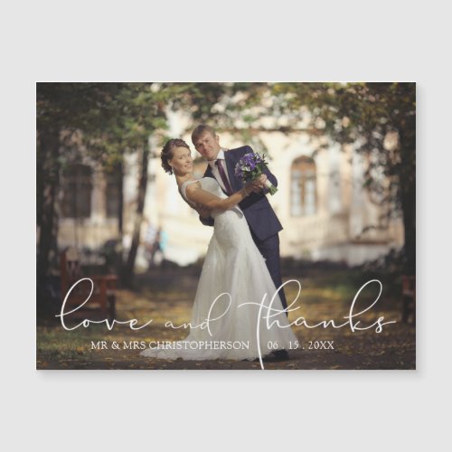 Modern Script LOVE AND THANKS Photo Wedding