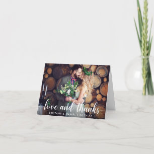 Modern Script Love and Thanks Wedding Couple Note Letterpress Thank You Card