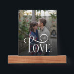 Modern Script Love Custom Engaged Couples Photo Picture Ledge<br><div class="desc">Showcase your love story with this Modern Script Love Custom Engaged Couples Photo Picture Ledge, designed to highlight your engagement photo with elegant simplicity. Featuring soft modern script and a clean minimal layout, this custom print is crafted to sit beautifully on shelves, mantels, desks, or picture ledges—adding a warm personal...</div>