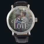 Modern Script Love Custom Engaged Couples Photo Watch<br><div class="desc">Celebrate your love story with this Modern Script Love Custom Engaged Couples Photo Watch, featuring your favorite engagement or couple’s photo beautifully displayed on the watch face. Designed with a clean, modern aesthetic and elegant script lettering, this personalized watch becomes more than just an accessory- it becomes a daily reminder...</div>