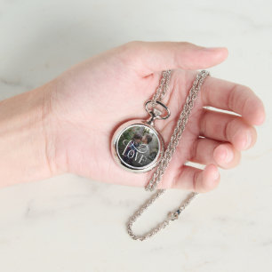 Modern Script Love Custom Engaged Couples Photo Watch