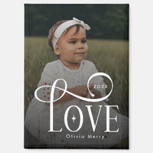 Modern Script Love Custom New Baby Photo Magnet