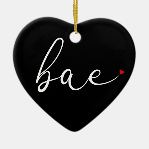 Modern Script Love Heart Bae Definition Ceramic Ornament
