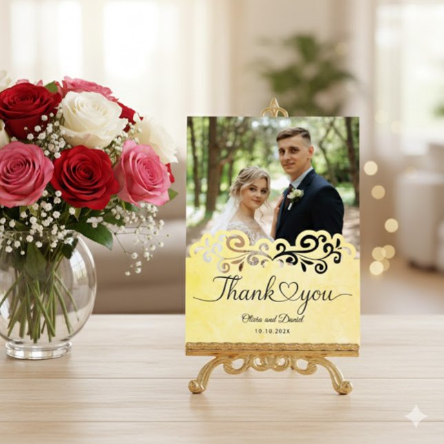 Modern Script Love Heart Wedding Flat Thank You Po Postcard (Creator Uploaded)