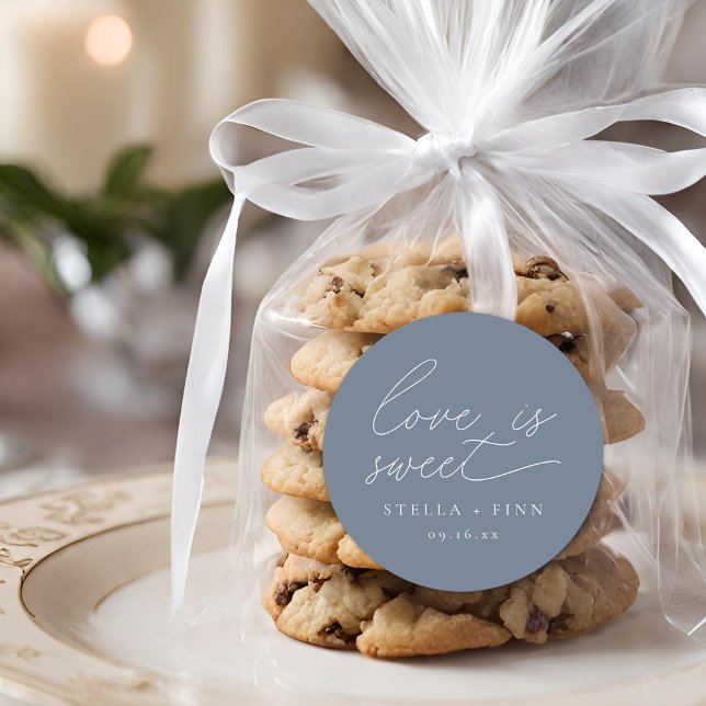 Modern Script Love Is Sweet Wedding Classic Round Sticker (Modern Script Love Is Sweet Wedding Classic Round Sticker)