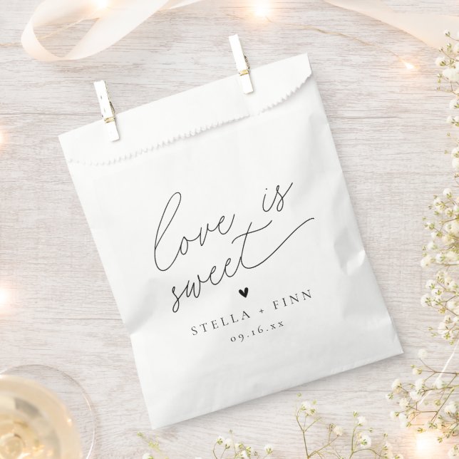 Modern Script Love Is Sweet Wedding Favor Bag (Clipped)