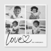 Modern Script Love Photo Collage Magnetic Card (Front)