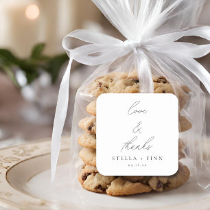 Modern Script Love & Thanks Wedding Square Sticker