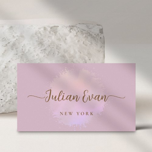 Modern Script Luxe Pink Holographic Beauty Business Card