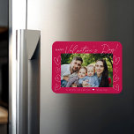 Modern Script Magenta Valentine's Day Photo Magnet<br><div class="desc">Modern Valentine's day magnet featuring "Happy Valentine's Day" in a trendy white script with hand-drawn hearts along the sides of the design on a magenta background. Your horizontal photo is displayed near the middle of the design. Personalize the Valentine's Day photo magnet by adding your name and the year in...</div>