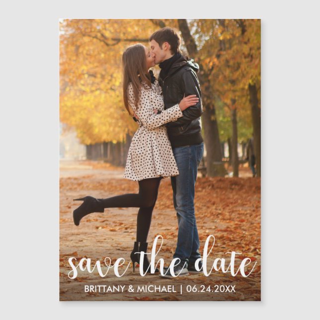 Modern Script Magnetic Save The Date (Front)