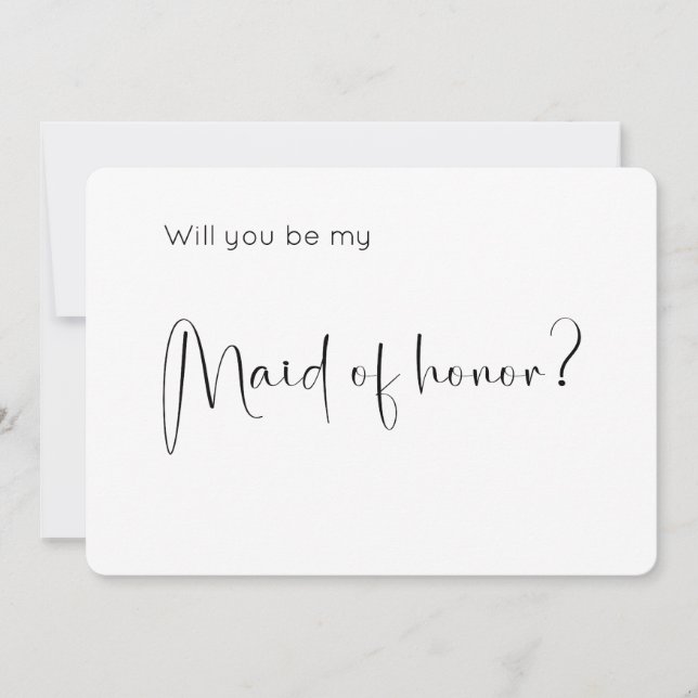 Modern Script Maid of Honor Proposal Invitation (Front)