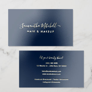 Modern Script Makeup Stylist Foil Business Cards