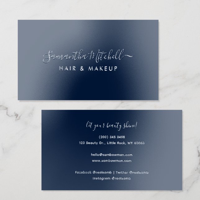 Modern Script Makeup Stylist Raised Spot UV Business Card (Front & Back)