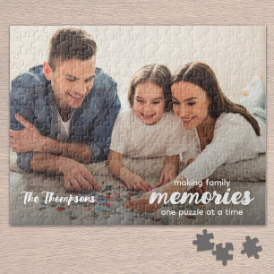 Modern Script Making Memories Family Photo Jigsaw Puzzle