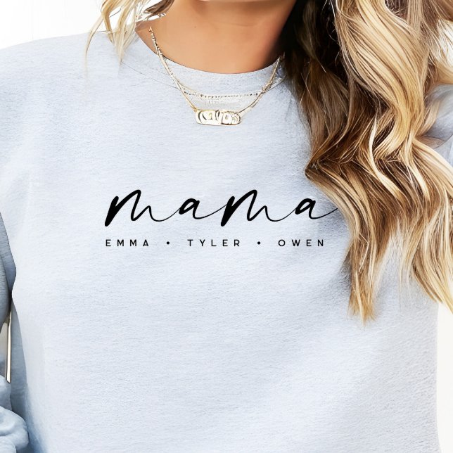 Modern Script “Mama” Children's Names, Mom Gift Sweatshirt (Creator Uploaded)