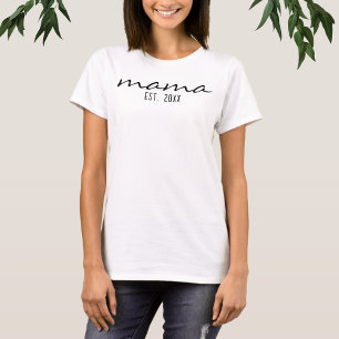 Modern Script Mama Established Date New Mom To Be T-Shirt