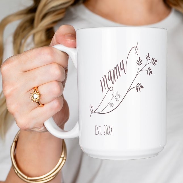 Modern Script mama Year Established Coffee Mug (Creator Uploaded)