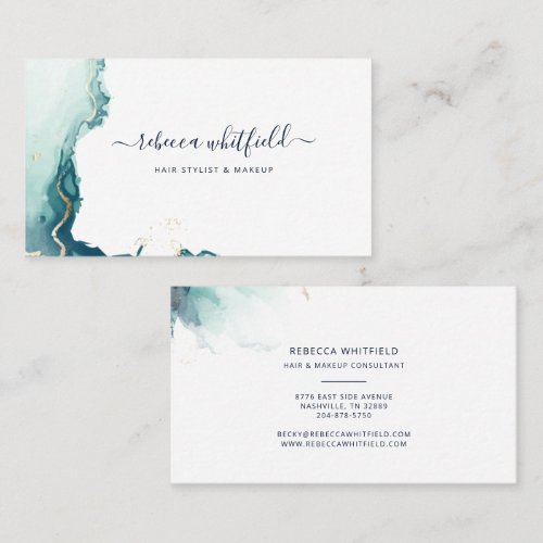 Modern Script Marble Agate Business Card