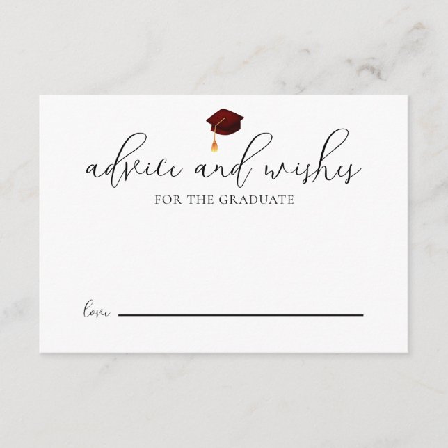Modern Script Maroon Grad Advice Graduation Enclosure Card (Front)