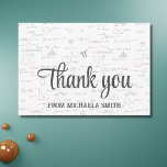 Modern Script Mathematics Formulas Graduation Thank You Card<br><div class="desc">Simple but elegant graduation thank you card with a background of mathematical formulas and equations. Perfect for math and engineering graduates. Illustrated and designed by Patricia Alvarez.</div>