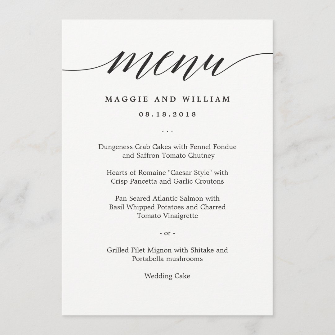 Modern Script Menu Card | Zazzle