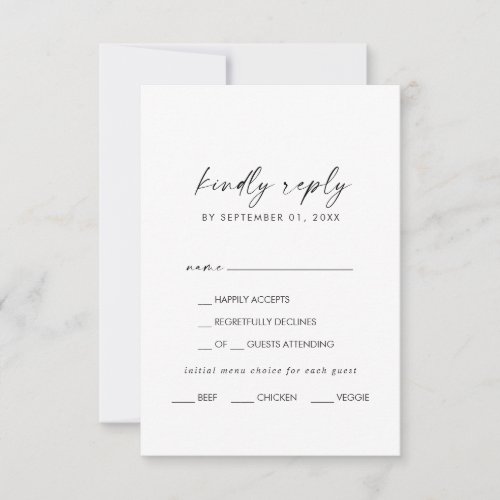 Modern Script Menu Choice RSVP Card