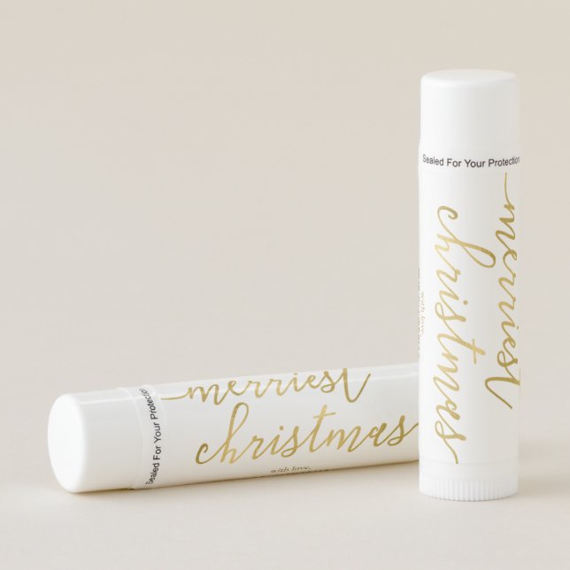 Modern Script "Merriest Christmas"  Lip Balm (Front)