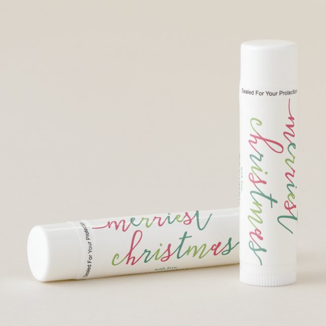 Modern Script "Merriest Christmas"  Lip Balm (Front)
