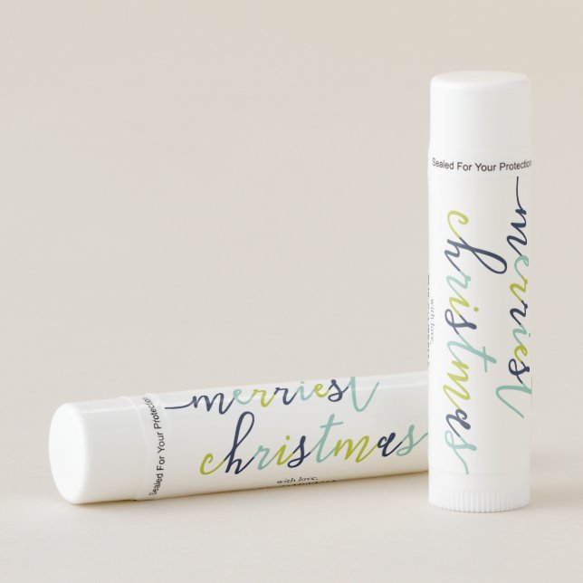 Modern Script "Merriest Christmas"  Lip Balm (Front)
