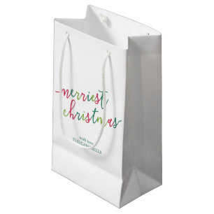 Modern Script "Merriest Christmas" Small Gift Bag
