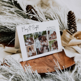 Modern Script Merry & Bright Folded Five-Photo Holiday Card