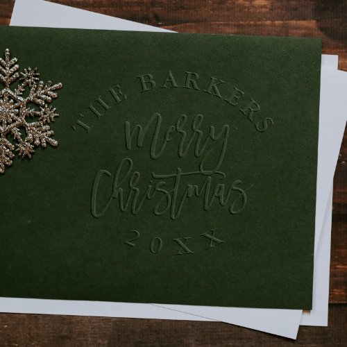 Modern Script Merry Christmas Card Envelope Embosser