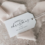 Modern Script Merry Christmas Family Holiday Gift Tags<br><div class="desc">These modern script Merry Christmas family holiday gift tags are perfect for a minimalist holiday present. The simple black and white design features unique industrial lettering typography with modern boho style. Customizable in any color. Personalize them with your name.</div>