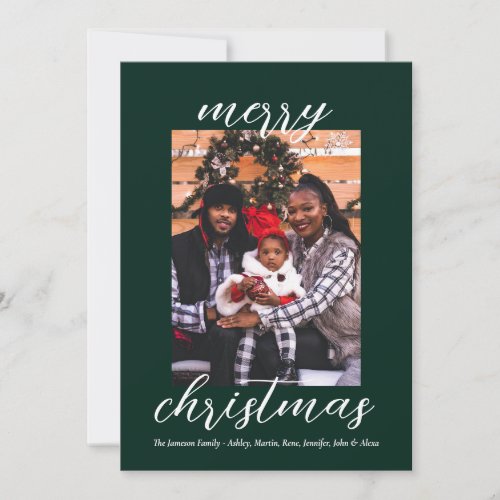 Modern Script Merry Christmas Family Photo Holiday Card