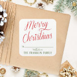 Modern Script Merry Christmas Festive Gift Square Sticker<br><div class="desc">My Modern Script Merry Christmas Festive Gift Square Sticker make wrapping holiday gifts a breeze. Place on gifts and for a perfect finishing touch.</div>
