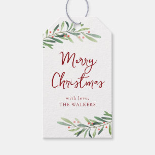 Modern Script Merry Christmas Holiday Gift Tags