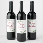 Modern Script Merry Christmas Holiday Party Wine Label