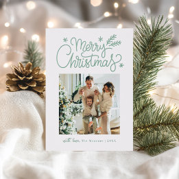 Modern Script Merry Christmas Letterpress Photo Cards