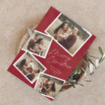 Modern Script Merry Christmas Photo Collage<br><div class="desc">Modern Script Merry Christmas Photo Collage Holiday Magnetic Card. The back is a magnet. Click the personalize button to customize this design with your photos and text.</div>