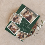 Modern Script Merry Christmas Photo Collage  Holiday Card<br><div class="desc">Modern Script Merry Christmas Photo Collage Holiday Card with additional message from the family on the back. Click the personalize button to customize this design with your photos and text.</div>