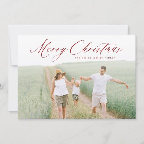 Modern Script Merry Christmas Photo Holiday card