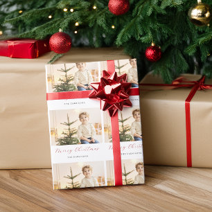 Modern Script Merry Christmas Photo Wrapping Paper