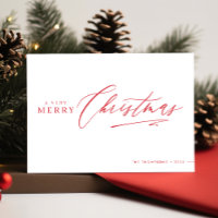 Modern Script Merry Christmas Red Non Photo Folded