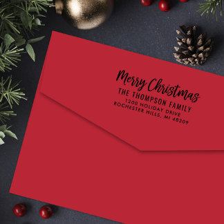 Modern Script Merry Christmas Return Address Self-inking Stamp