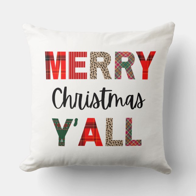 Modern Script Merry Christmas Throw Pillow (Front)